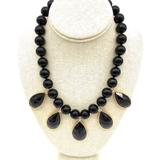 Kate Spade Jewelry | Brand New Kate Spade New York "True Colors" Black Teardrop Statement Necklace | Color: Black/Gold | Size: Os