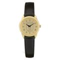 Women's Gold Bentley Falcons Medallion Black Leather Wristwatch