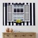 East Urban Home Window w/ Yellow Flower On Striped House - Modern Canvas Wall Art Print Metal in Black/White/Yellow | 32 H x 48 W x 1 D in | Wayfair