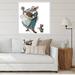 East Urban Home Cute Cartoon Teddy Bear w/ Little White Hare II - Painting on Canvas in Brown | 16 H x 16 W x 1 D in | Wayfair