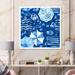 East Urban Home Vacation Sun w/ Water Waves Sun & Umbrella V - Patterned Canvas Wall Art Print Canvas in Blue | 16 H x 16 W x 1 D in | Wayfair