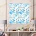 East Urban Home Vacation Sun w/ Water Waves Sun & Umbrella III - Patterned Canvas Wall Art Print Canvas in Blue | 30 H x 30 W x 1 D in | Wayfair