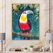 East Urban Home Toucan on the Tree Branch w/ Emerald Leaves - Print on Canvas Metal in Green/Red | 32 H x 24 W x 1 D in | Wayfair