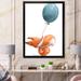 East Urban Home Cute Little Cartoon Fox Squirrel w/ Balloon - Painting on Canvas Metal in Blue/Orange | 32 H x 16 W x 1 D in | Wayfair