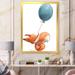 East Urban Home Cute Little Cartoon Fox Squirrel w/ Balloon - Painting on Canvas Metal in Blue/Orange | 40 H x 30 W x 1.5 D in | Wayfair