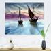 East Urban Home Sailing Boats in the Sea in Evening w/ City - Print on Canvas Metal | 24 H x 32 W x 1.5 D in | Wayfair