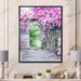 East Urban Home Blossoming Wisteria Garden over Garden Entrance - Painting on Canvas Plastic in Green/Pink | 44 H x 34 W x 1.5 D in | Wayfair