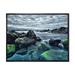 East Urban Home Sea Waves Impacting Rock on the Beach - Print on Canvas Metal in Gray | 16 H x 32 W x 1 D in | Wayfair