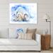 East Urban Home Polar Bear w/ a Bear Cub - Painting on Canvas Canvas, Cotton in Blue/White | 17 H x 33 W x 1 D in | Wayfair
