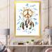 East Urban Home Ethnic Dream Catcher & Peace Sign - Painting on Canvas Metal in Blue/Brown | 32 H x 16 W x 1 D in | Wayfair
