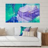 East Urban Home Turquoise & Purple Luxury Abstract Fluid Art IV - 4 Piece Wrapped Canvas Graphic Art Canvas in Blue/Green/Indigo | Wayfair