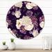 East Urban Home Beige & Purple Vintage Flowers I - Traditional Metal Circle Wall Art Metal in Indigo/Pink/White | 23 H x 23 W x 1 D in | Wayfair