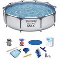 Pack Piscine Tubulaire Bestway Steel Pro Max Ø305x100cm avec Épurateur, Échelle, Bâche, Kit de