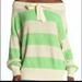 Free People Tops | Free People Women’s “Cassidy” Green & White Striped Off Shoulder Tie Pullover Xs | Color: Green/White | Size: Xs