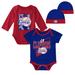 Newborn & Infant Mitchell Ness Royal/Red LA Clippers 3-Piece Hardwood Classics Bodysuits Cuffed Knit Hat Set