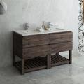 Loon Peak® Hialeah 58" Free-Standing Open Bottom Double Bathroom Vanity Base Only Wood//Manufactured Wood in Brown | 58 W x 20 D in | Wayfair