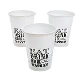 Oriental Trading Company Eat Drink & Be Married Plastic Cups, Wedding, Party Supplies, 150 Pieces in Black/White | Wayfair 13936996