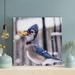 Red Barrel Studio® Blue & White Bird On Brown en Branch - 1 Piece Rectangle Graphic Art Print On Wrapped Canvas in Blue/Gray/Yellow | Wayfair