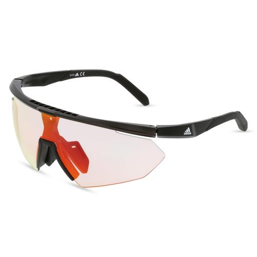 Adidas SP0015 Herren-Sonnenbrille Vollrand Monoscheibe Kunststoff-Gestell, schwarz