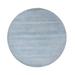 Shahbanu Rugs Light Blue, Densely Woven Wool and Silk Hand Knotted, Modern Grass Design Gabbeh, Round Oriental Rug (6'0" x 6'0")