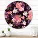 East Urban Home Beige & Purple Vintage Flowers IV - Traditional Metal Circle Wall Art Metal in Indigo/Pink/White | 11 H x 11 W x 1 D in | Wayfair
