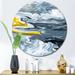 East Urban Home Yellow Marble River In Liquid Art Universe I - Modern Metal Circle Wall Art Metal in Black | 23 H x 23 W x 1 D in | Wayfair