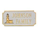 Montague Metal Products Inc. Lighthouse Princeton Garden Plaque Metal in Blue/Yellow | 7.25 H x 15.75 W x 0.32 D in | Wayfair PCS-90-SBG-W