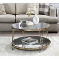 Everly Quinn Modern Contemporary Home Office Utility Coffee Cocktail Table Champagne & Mirrored Finish Mirrored/Glass/ in Brown/Gray | Wayfair