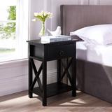 Breakwater Bay Mutchler 1.8ft Small Night Stand w/ Storage Shelf & Drawer, Nightstand for Bedrooms in Black | 21.6 H x 11.8 W x 15.7 D in | Wayfair