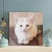 Latitude Run® White Kitty On A Table - 1 Piece Square Graphic Art Print On Wrapped Canvas in Pink/White | 16 H x 16 W x 2 D in | Wayfair