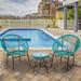 Corrigan Studio® Frieso Round 2 - Person 17.5" Long Bistro Set Glass/Wicker/Rattan in Blue | 17.5 W x 17.5 D in | Outdoor Furniture | Wayfair