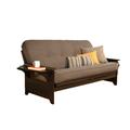 Wade Logan Flodin 82" Wide Full Futon & Mattress Wood/Solid Wood/Microfiber/Microsuede in Black/Brown | 37 H x 82 W x 31 D in | Wayfair