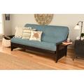 Winston Porter Johnte 82" Wide Full Futon & Mattress Wood/Solid Wood/Microfiber/Microsuede in Gray/Blue/Black | 37 H x 82 W x 31 D in | Wayfair