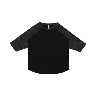 LAT 6130 Youth Baseball T-Shirt in Black/Storm size XL | Ringspun Cotton LA6130