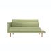 Woven Fabric Upholstered Sofa with Attached Side Table and Oak Wood Legs