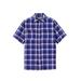 Men's Big & Tall Short-Sleeve Plaid Sport Shirt by KingSize in Dark Purple Plaid (Size 10XL)