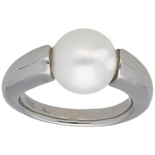 Jacques Charrel – Ring mit Muschelkernperle, Edelstahl Ringe Silber Damen