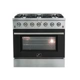 Forno Galiano 36" 5.36 cu. ft. Freestanding Duel Fuel Convection Oven in Black | 38 H x 36 W x 28 D in | Wayfair FFSGS6244-36BLK