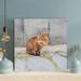 Red Barrel Studio® Orange Tabby Cat On Gray Wall - 1 Piece Square Graphic Art Print On Wrapped Canvas in Brown/White | 12 H x 12 W x 2 D in | Wayfair