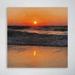 Rosecliff Heights Sea Waves Crashing On Shore During Sunset - 1 Piece Square Graphic Art Print On Wrapped Canvas in Orange | Wayfair