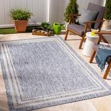 Teja 5'3" x 7' Cottage Outdoor Solid Thatch Light Blue/Charcoal/Smoke/Dark Gray/Multi Brown/Dark Blue/Cream/Navy Outdoor Area Rug - Hauteloom