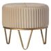 Round Velvet Ottoman Stool Raised with Hairpin Gold Base