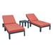 LeisureMod Chelsea Chaise Lounge Chair Set of 2 Cushions & Side Table - 77"