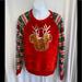 Disney Shirts & Tops | Disney Mickey Mouse Reindeer Christmas Girls Sweater Size L (11-13) | Color: Green/Red | Size: Lg