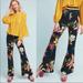 Anthropologie Pants & Jumpsuits | Anthropologie Farm Rio Calla Flared Pants Floral Viscose Colorful Flower Retro S | Color: Black/Yellow | Size: S