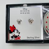 Disney Jewelry | Disney Minnie Mouse Clear Crystal Stud Earrings In Sterling Silver O | Color: Silver | Size: Os