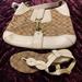 Coach Bags | 100% Authentic Coach Handbag With Matching Sandal | Color: Cream/White | Size: Med Size Handbag And Size 8 1/2 Sandal To Match