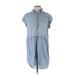 Sonoma Goods for Life Casual Dress - Shirtdress: Blue Solid Dresses - Used - Size Small Petite