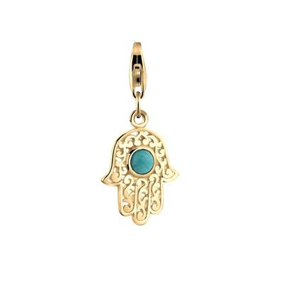 Nenalina - Hamsa Hand Türkis Howlith Edelstein 925 Silber Charms & Kettenanhänger Damen