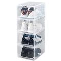 4Pcs Stackable Shoe Containers, Shoe Storage Organisers, Shoe Boxes, Clear Shoe Storage Dustproof Transparent Boxes, Stackable Shoe Containers, Transparent (34 * 25 * 18 cm)